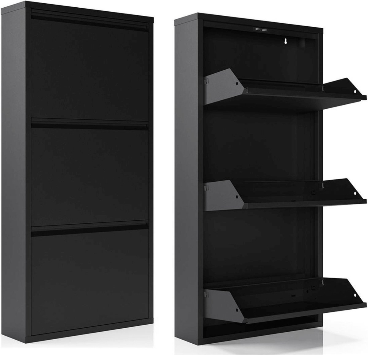 Schoenenkast Bodi 3-vaks Zwart (set van 2) (8720061056199)