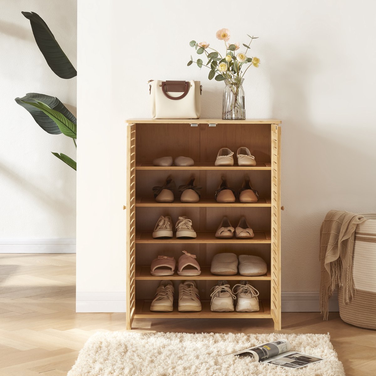 Schoenenkast Klamp 87,5x66x33 cm bamboe (4059438820885)