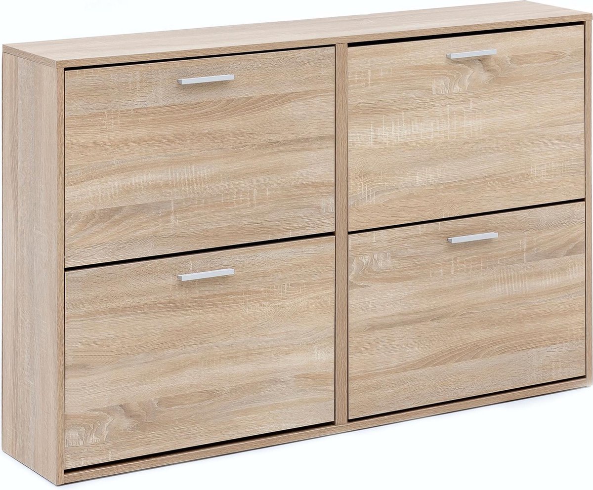 Schoenenkast - Schoenenrek - Klep - 24 paar schoenen - Hout - Bruin - 120x81x24 cm (7448133745772)