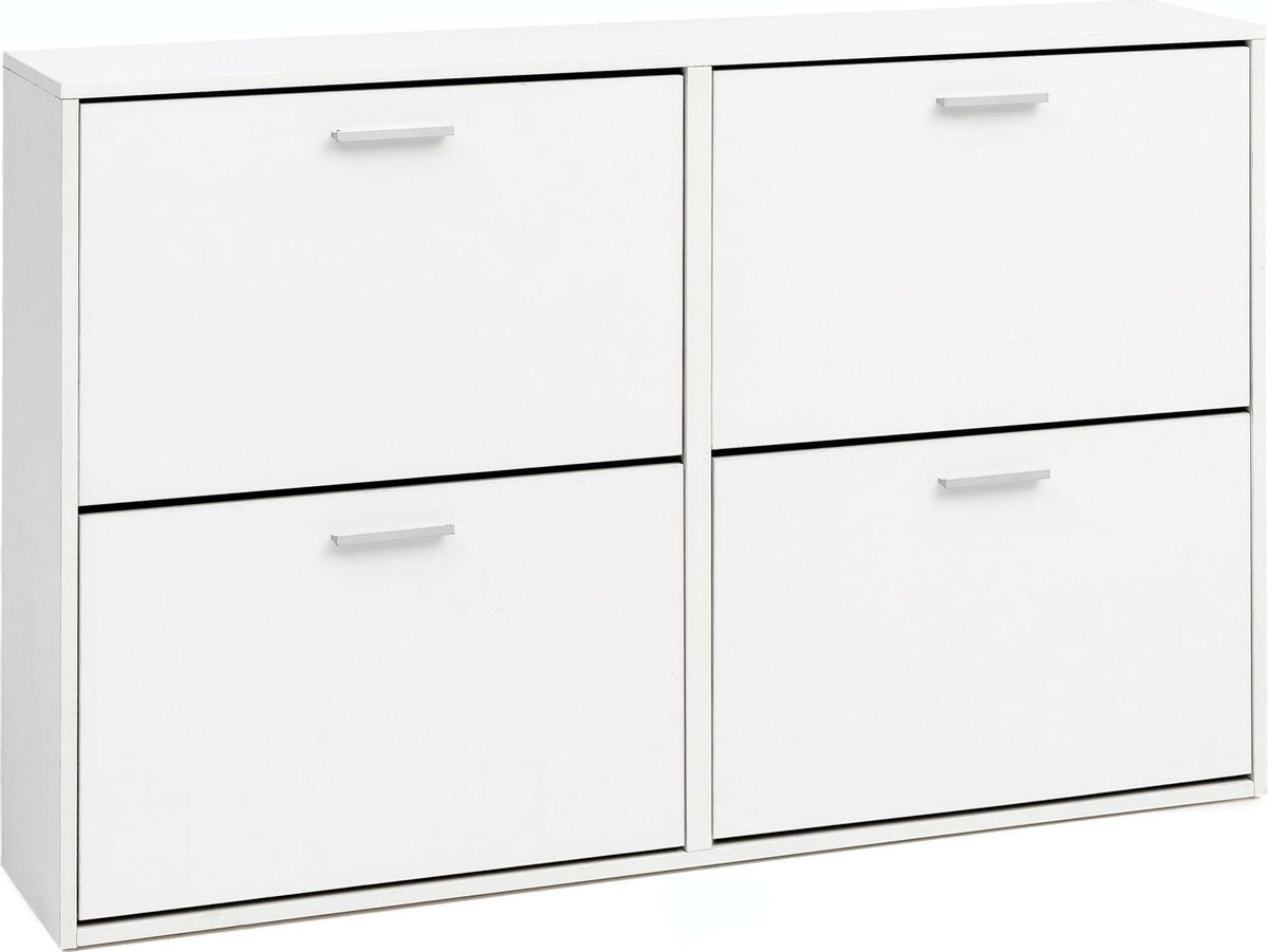 Schoenenkast - Schoenenrek - Klep - 24 paar schoenen - Hout - Wit - 120x81x24 cm (7448120982913)