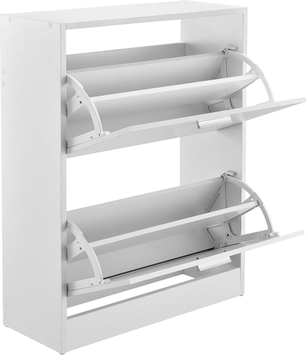 Schoenenkast met 2 vouwdeuren en 4 vakken 63x24x81cm wit (4251155596139)