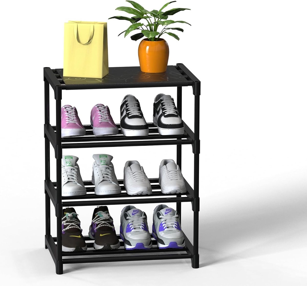 Schoenenrek 4 lagen 8 paar schoenen entreekast ruimtebesparende opslag schoenenrek (4800325385099)