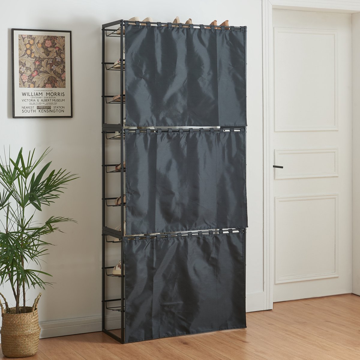 Schoenenrek Sel 80x32x60 cm set van 3 voor 27 paar schoenen zwart [en.casa] (4059438930683)