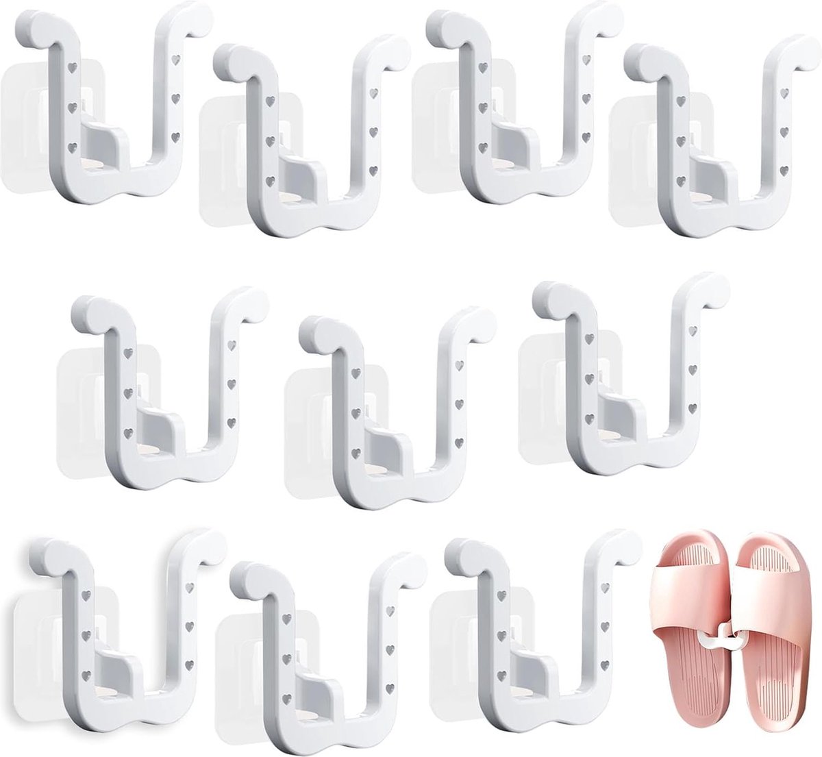 Schoenopbergers - 10 Stuks - Universele - Schoenen Ophangen - Kast Organiseren - Schoenen Opbergsysteem - Zelfklevend - Schoenenrek Hangend - Schoenopbergen - Slipper Opbergen - Pantoffels Opbergen - Studio Schoenrek - Schoenrek Voor Studio - Wit (9193396339111)