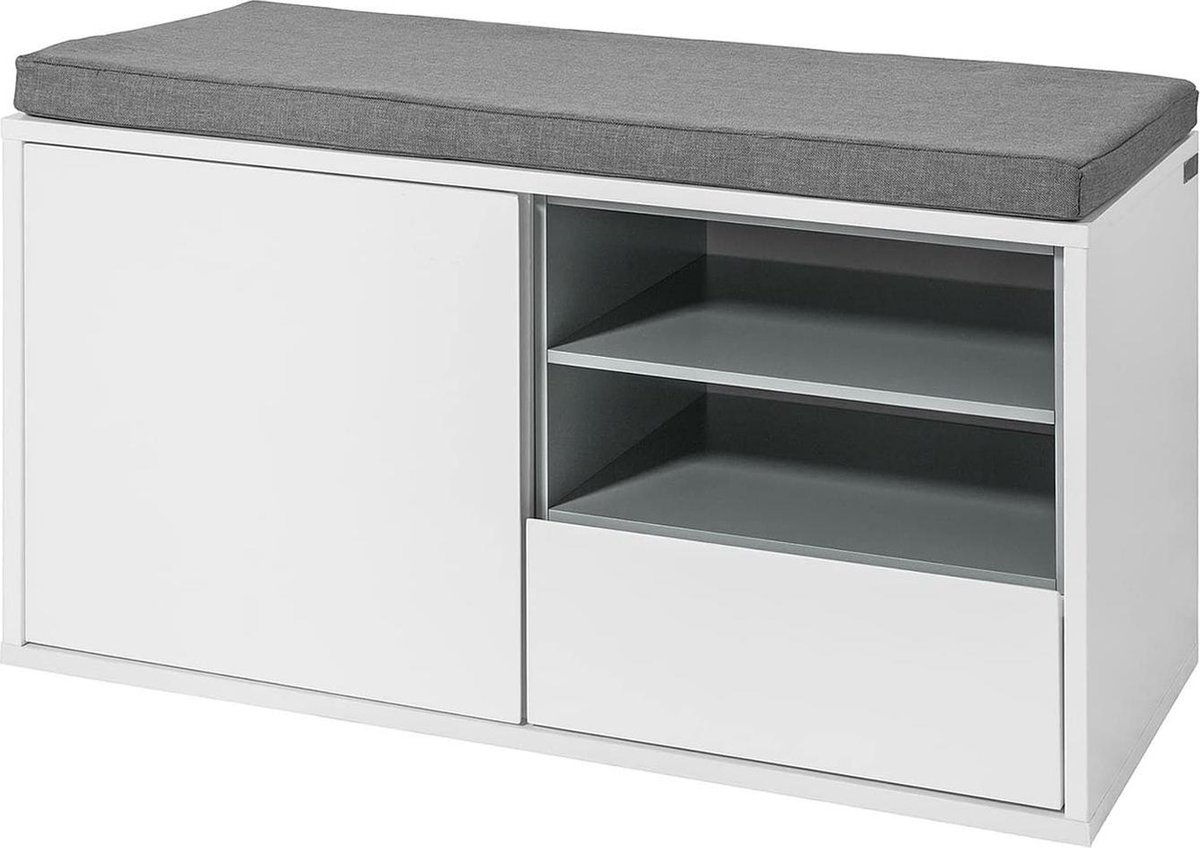 Simpletrade Schoenenkast - Schoenenbank - Wit/grijs - 80x46x35 cm (7445902591561)
