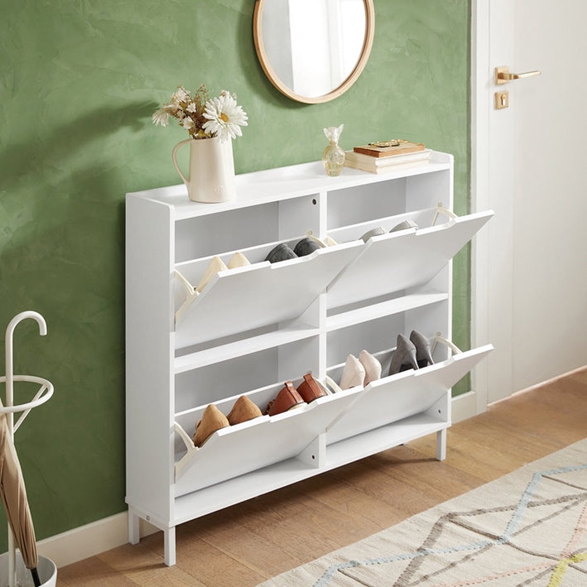 Simpletrade schoenenkast - 4 kleppen - Wit - Mooi design (8785268215725)