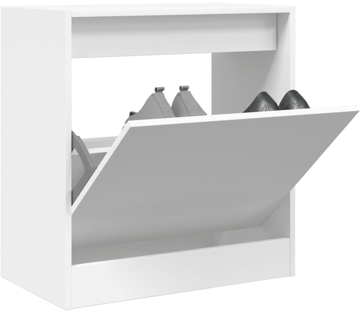 The Living Store Schoenenkast 60x34x63,5 cm bewerkt hout wit - Schoenenrek - Schoenenrekken - Opbergrek Voor Schoenen - Schoenenstellage (8721194545741)