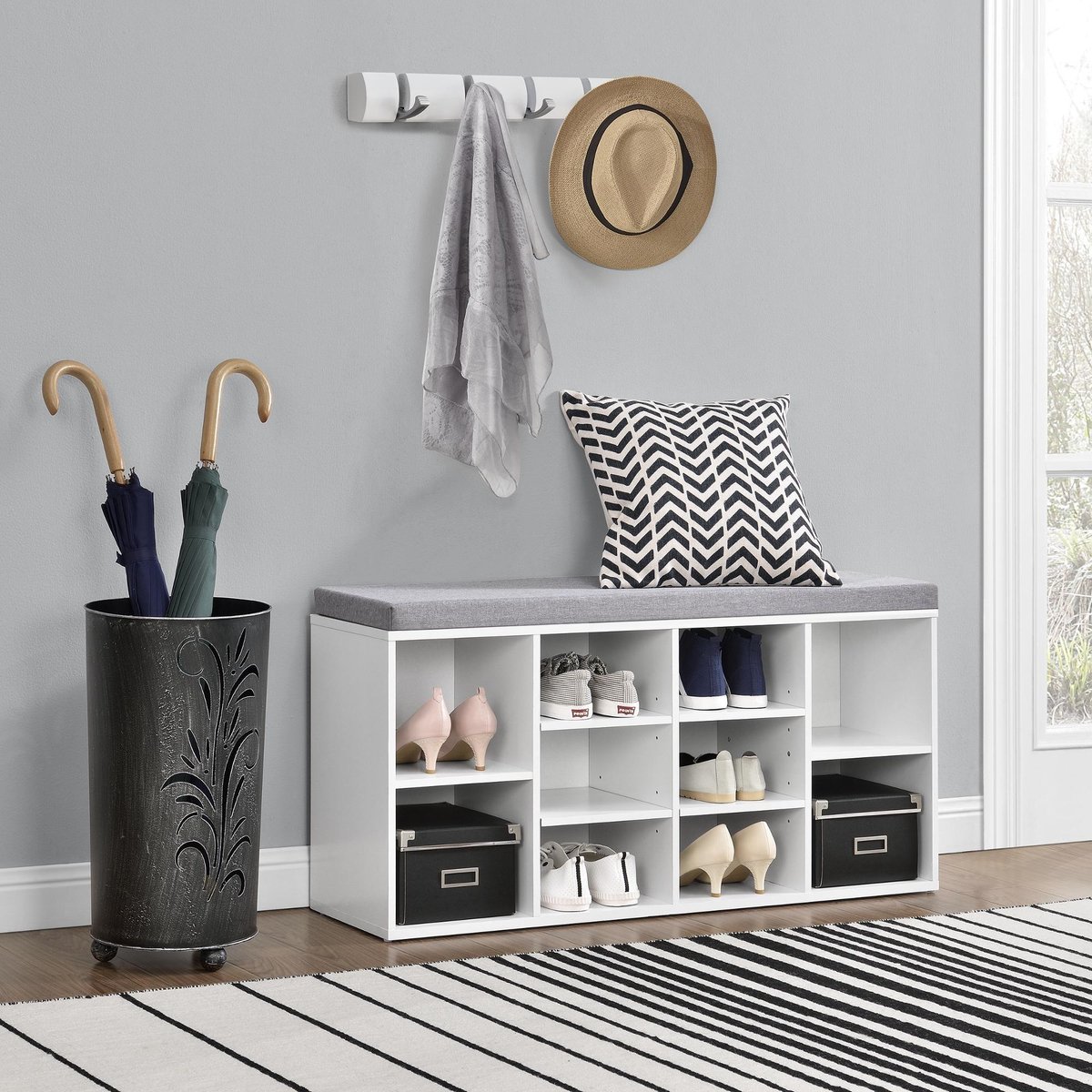 [en.casa]® Schoenenrek - schoenenkast - zitbank - 10 planken (4251155590205)