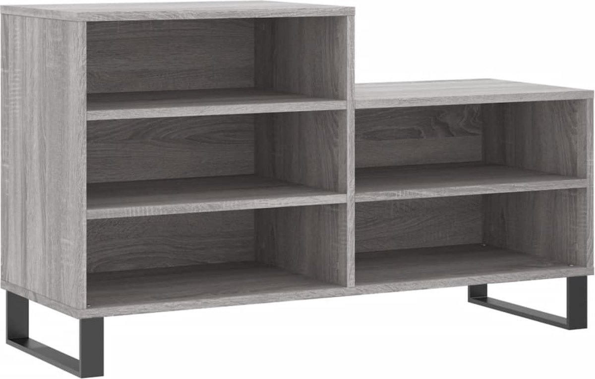 vidaXL Schoenenkast - Sonoma Grijs - 102x36x60 cm Schoenenkast - Houten Schoenenkast - Grijze Schoenenkast - Schoenenrek - Bergruimte - Organisatie - Entree - Woonkamer (8348351806905)