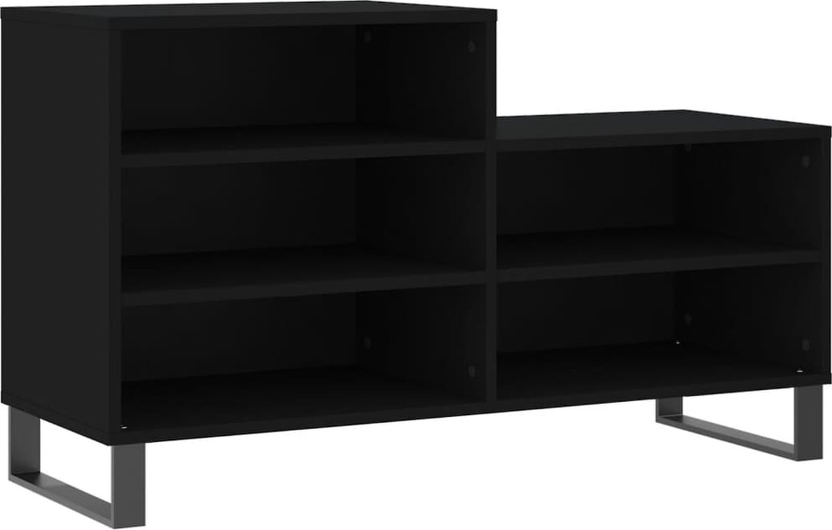vidaXL Schoenenkast - Zwart - Bewerkt hout - 102x36x60 cm Schoenenkast - Schoenuitlegger - Bergruimte - Houten Kast - Zwarte Kast (8251038074521)