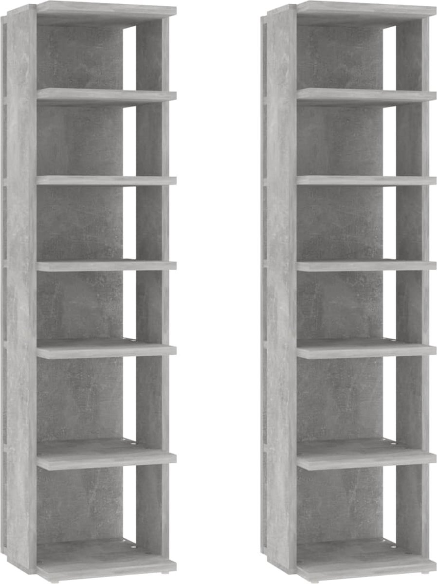 vidaXL - Schoenenkasten - 2 - st - 27,5x27x102 - cm - betongrijs (8720286610329)