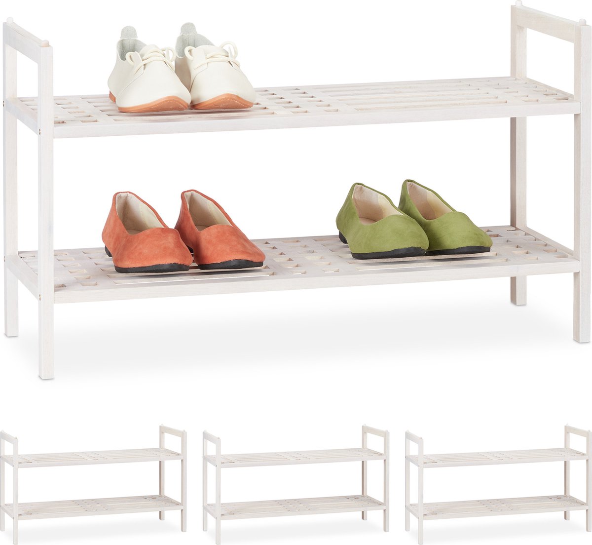 4x schoenenrek stapelbaar - hout - schoenenkast - schoenen organizer - smal (4052025383053)