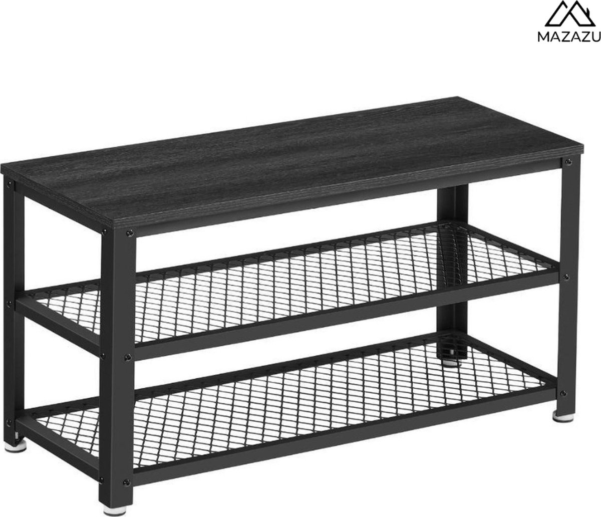 MIRA Home - Schoenenbank - Wandkapstok - Schoenenrek - Wandrek - Industrieel - 88x30x45cm (8720909801714)