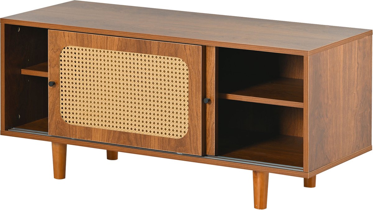 Merax Rattan Schoenenkast - Kast met 2 Deuren en Verstelbare Planken - Bruin (6136336844545)