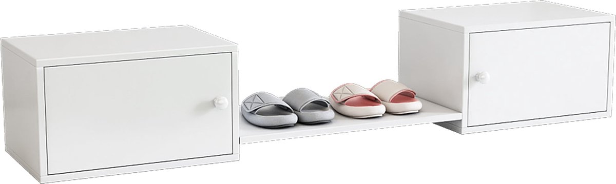 Merax Schoenenkast - Schoenenbank met Opbergruimte - Multifunctionele Kast voor Hal of Slaapkamer - Wit (8721178414094)