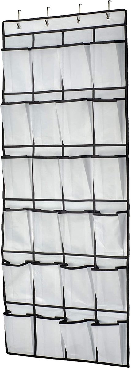 Over de deur schoenenorganizer, multifunctionele hangende organisatoren, hangende opbergtas voor slaapkamer, badkamer, kast, schoenenopslag hangend, 24 zakken, wit (0778112741219)