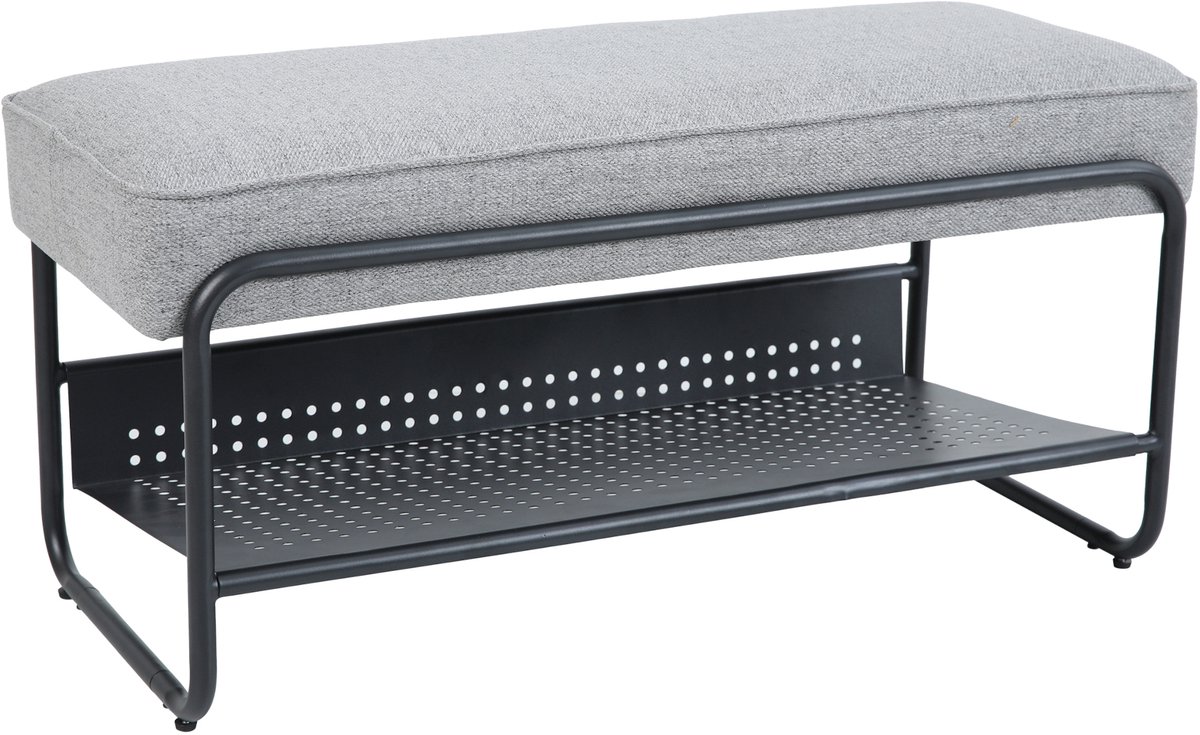 Schoenenbank Lillehammer 90x37x42 cm zwart en grijs [en.casa] (4059438890758)
