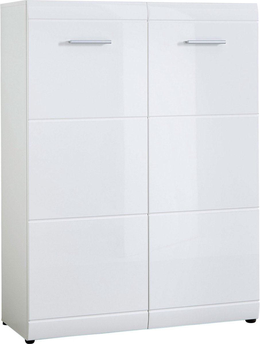 Schoenenkast Bologna Wit - MDF - Breedte 89 cm - Hoogte 120 cm - Diepte 37 cm (6097130612658)