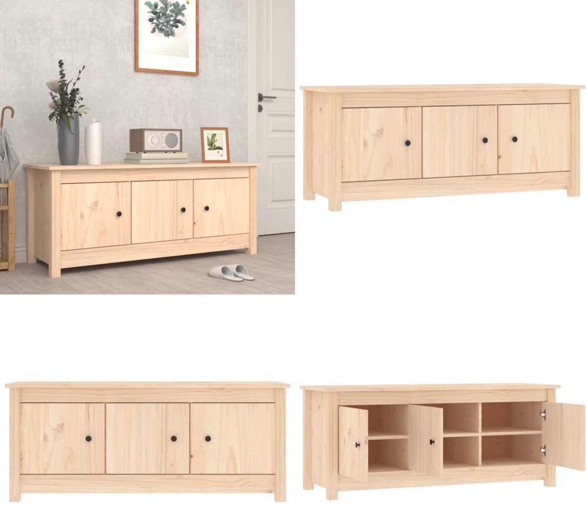 vidaXL Schoenenkast 110x38x45,5 cm massief grenenhout - Schoenenkast - Schoenenkasten - Schoenenrek - Opbergrek Voor Schoenen (8222034681860)