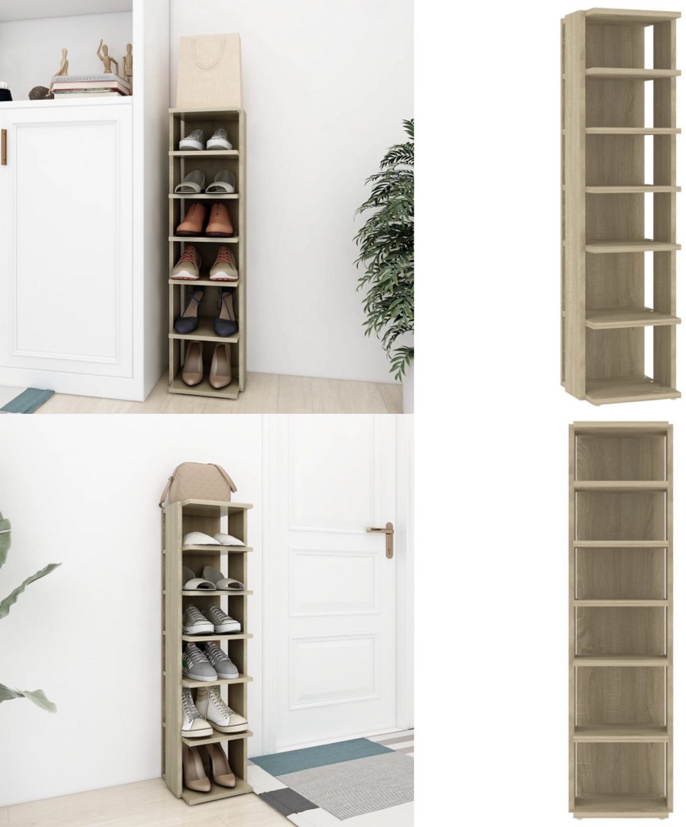 vidaXL Schoenenkast 27,5x27x102 cm bewerkt hout sonoma eikenkleurig - Schoenrek - Schoenrekken - Schoenenrek - Schoenenrekken (8262459480341)