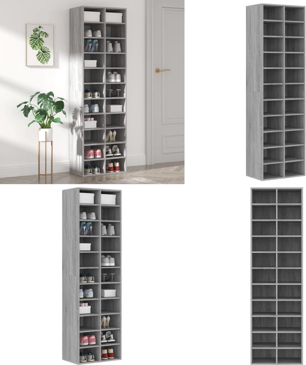 vidaXL Schoenenkast 54x34x183 cm bewerkt hout grijs sonoma eikenkleur - Schoenenrek - Schoenenrekken - Opbergrek Voor Schoenen - Schoenenstellage (8222034680122)