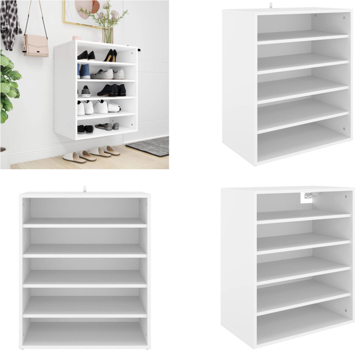 vidaXL Schoenenkast 60x35x70 cm bewerkt hout wit - Schoenenkast - Schoenenkasten - Schoenenopbergers - Schoenenopbergers (8721114690490)