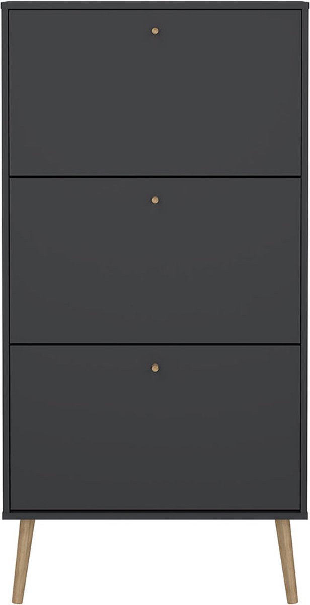 Bodo schoenenkast 3 klapdeuren matgrijs. (5713035092289)