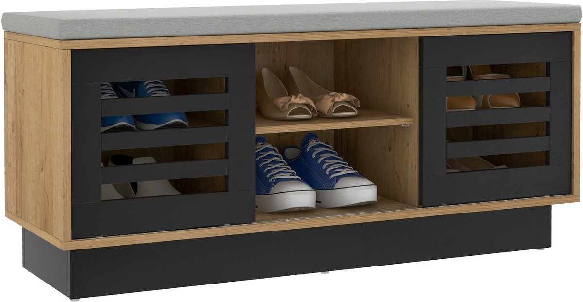 COSTWAY Schoenenbank, hout, natuur, 99,5 x 34,5 x 46 cm (0015706501423)