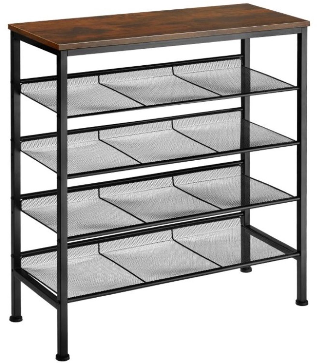 Ceruzo Schoenenrek - Hout-Metaal - 4 Lagen - 76x30xH86 cm - Verstelbare Poten (8719001872203)