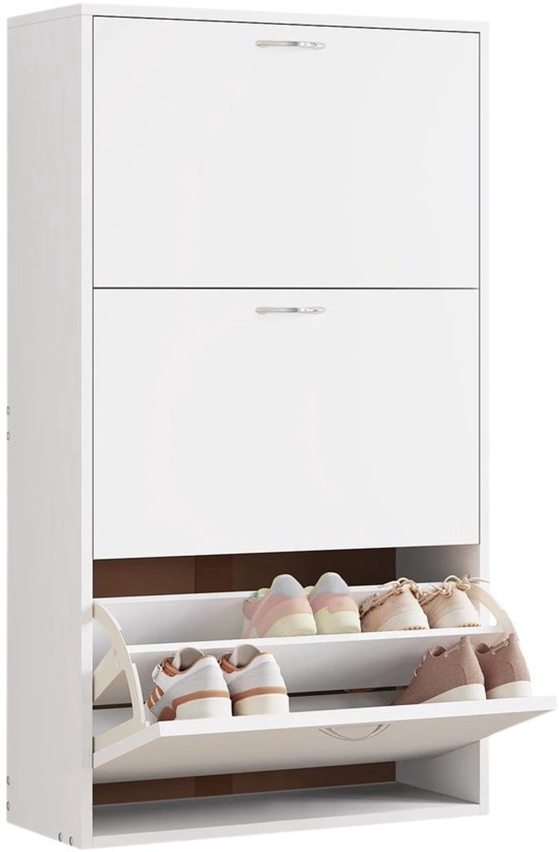 Gran VidaÂ® - Schoenenkast - Ruimtebesparend - 3 Lades - Voor 12-18 Paar Schoenen - Wit - 58x104x23 cm (6151935964999)