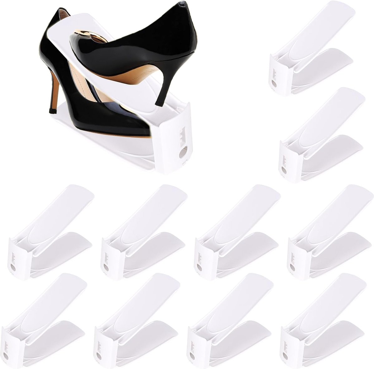 Inovra ® Ruime Schoenopbergers Set van 10 met Verstelbare Hoogtes en Antislip Ontwerp (8721226161574)