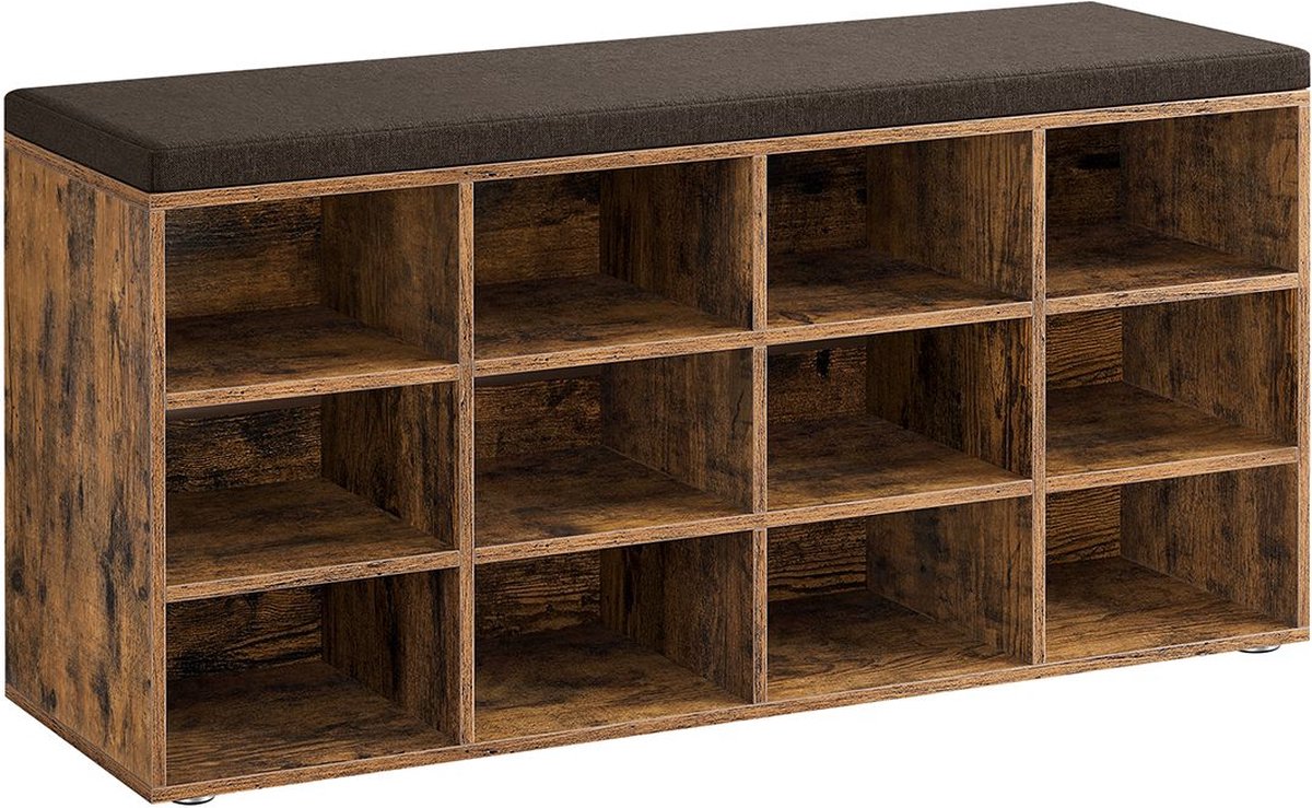 Schoenenbankbank - Met opbergruimte 12 vakken vintage bruin (6150716161107)