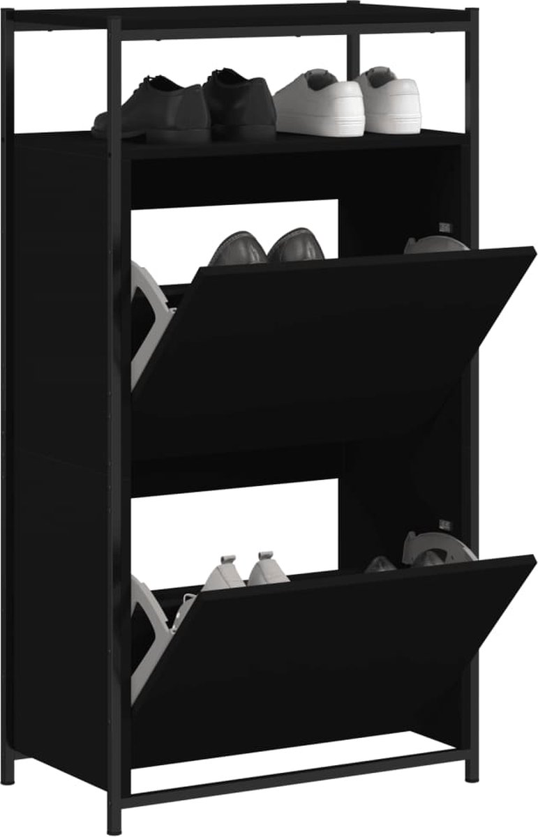 Schoenenkast 60x34x112 cm bewerkt hout zwart (8721012382657)