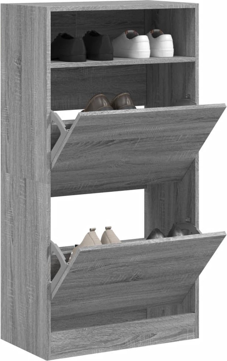 Schoenenkast 60x34x116 cm bewerkt hout grijs sonoma eikenkleur (8721012382565)