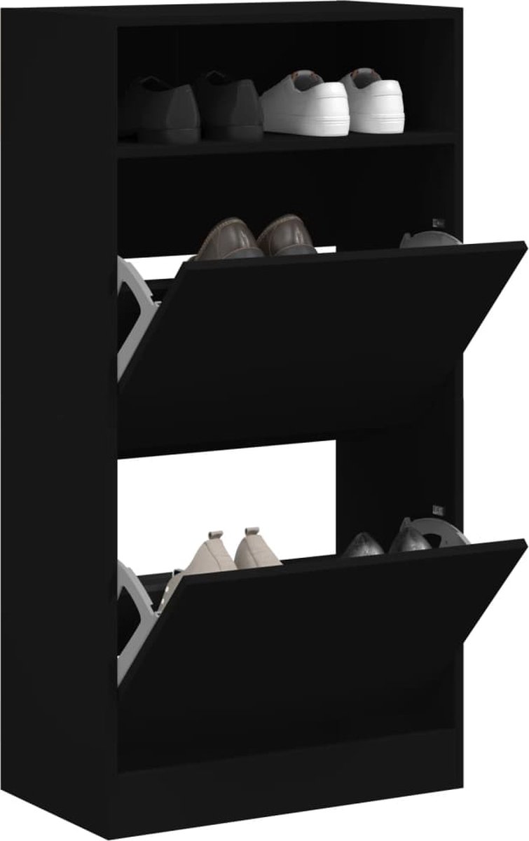 Schoenenkast 60x34x116 cm bewerkt hout zwart (8721012382527)