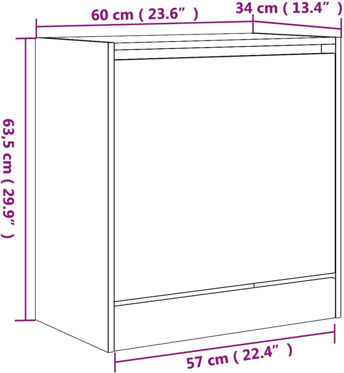 Schoenenkast 60x34x63,5 cm bewerkt hout sonoma eikenkleurig (8721012381766)