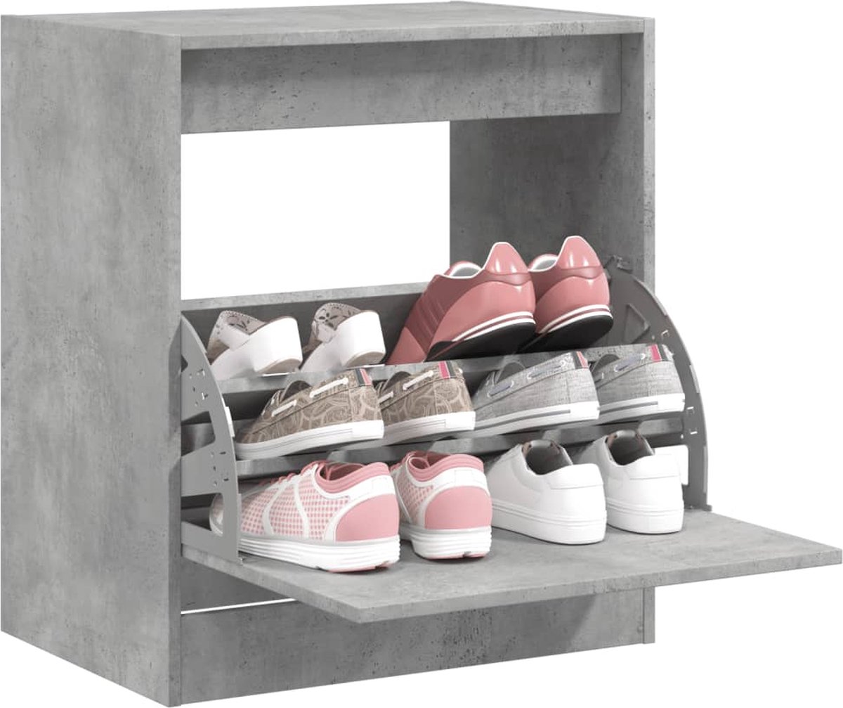 Schoenenkast 60x42x69 cm bewerkt hout betongrijs (8721012382190)