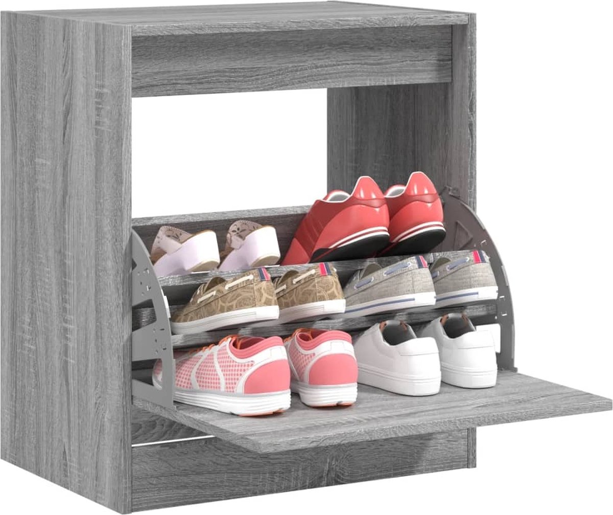 Schoenenkast 60x42x69 cm bewerkt hout grijs sonoma eikenkleurig (8721012382213)