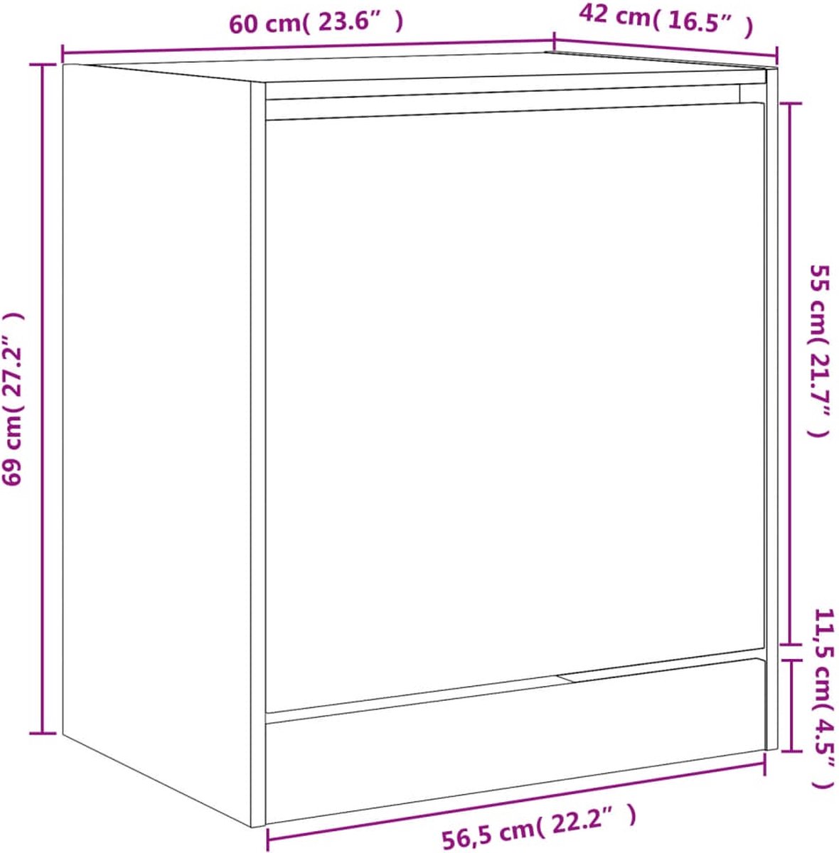 Schoenenkast 60x42x69 cm bewerkt hout zwart (8721012382176)