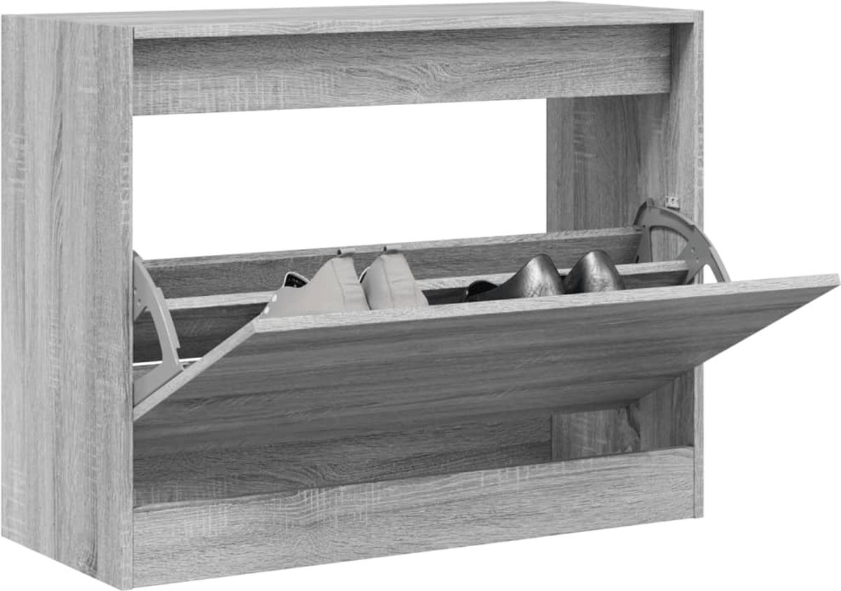 Schoenenkast 80x34x63 cm bewerkt hout grijs sonoma eikenkleurig (8721012382008)