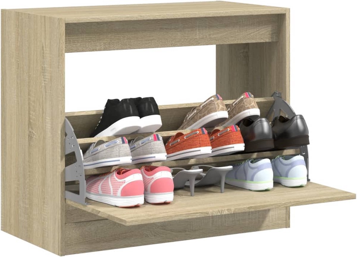Schoenenkast 80x42x69 cm bewerkt hout sonoma eikenkleurig (8721012382398)