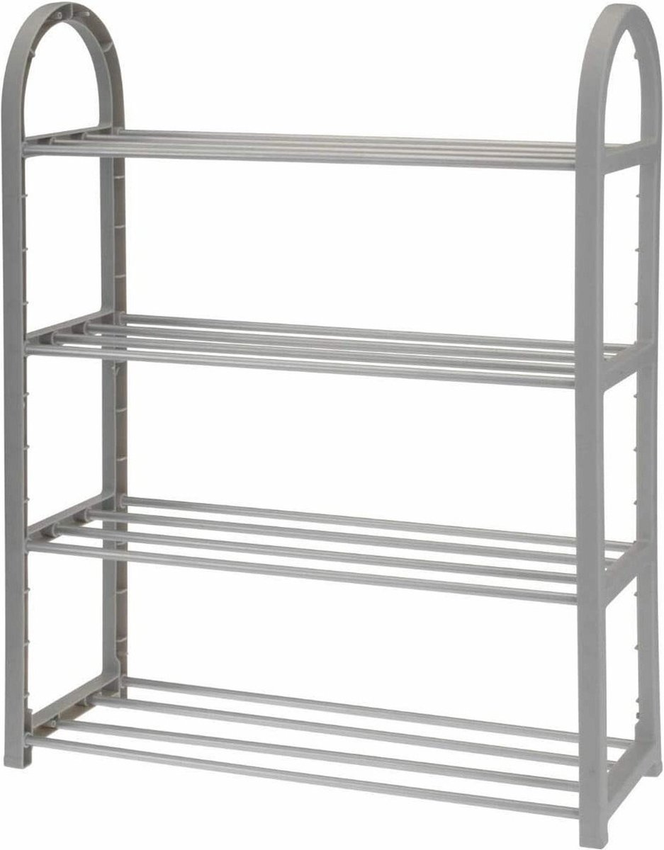 Schoenenrek 4-laags - 12 paar schoenen - lichtgrijs - metaal - L50 x B19 x H65 cm (8720768479253)