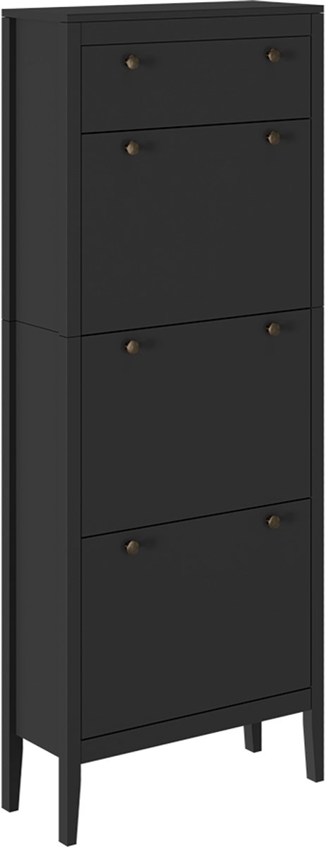 Vicco AronSchoenenkast - 60 x 153 cm 3 compartimenten Zwart 3 compartimenten (4066731491735)