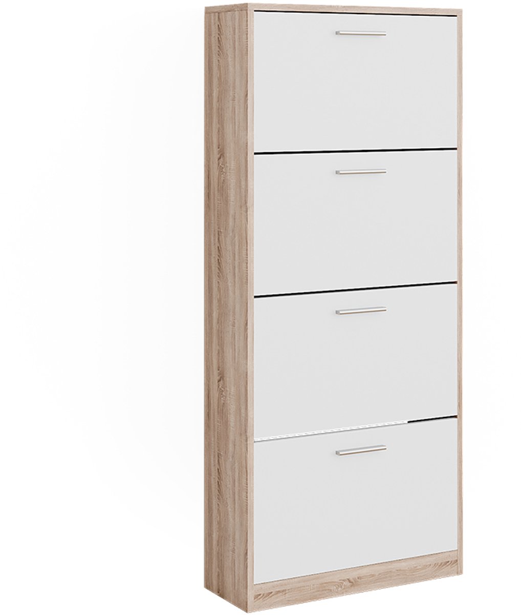 Vicco Gizmo Schoenenkantelaar - 59 x 137 cm met 4 compartimenten Sonoma/Wit met 4 compartimenten (4066731468256)