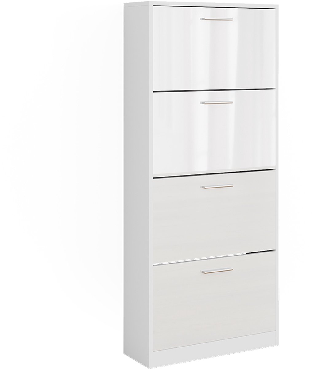 Vicco Gizmo Schoenenkantelaar - 59 x 137 cm met 4 compartimenten Wit/wit hoogglans met 4 compartimenten (4066731468263)
