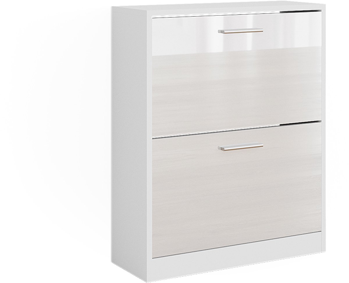 Vicco Gizmo Schoenenkast - 59 x 72.5 cm 2 compartimenten Wit Hoogglans 2 compartimenten (4066731446469)
