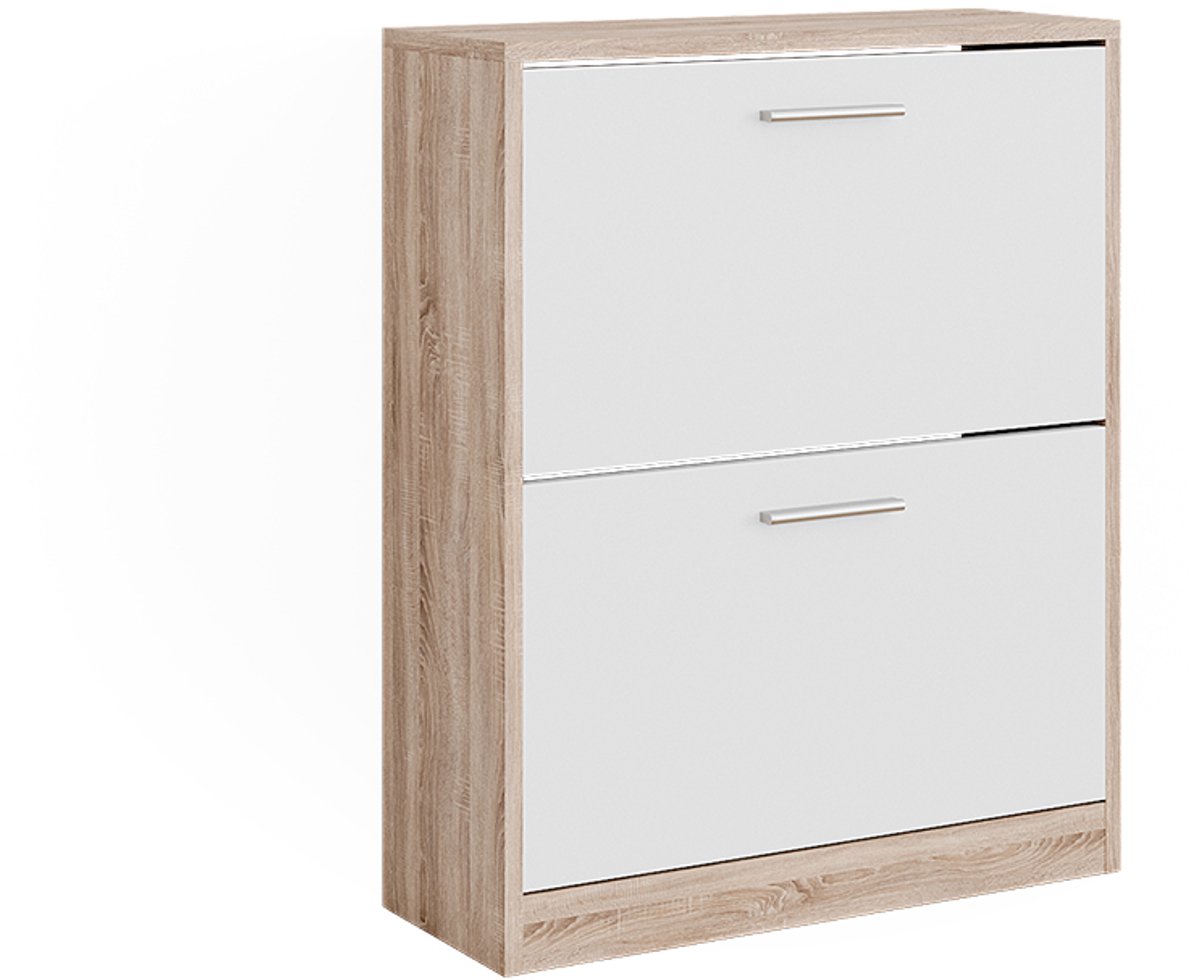 Vicco Gizmo Schoenenkast - 59 x 72.5 cm 2 compartimenten Wit/Sonoma 2 compartimenten (4066731446513)