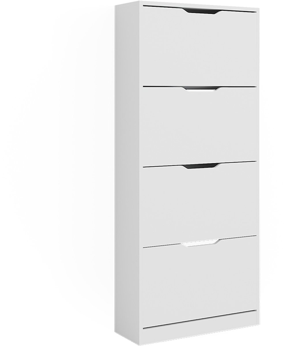 Vicco Luca Schoenenkantelaar - 59 x 137 cm met 4 scharnierende laden Wit met 4 scharnierende laden (4066731468270)