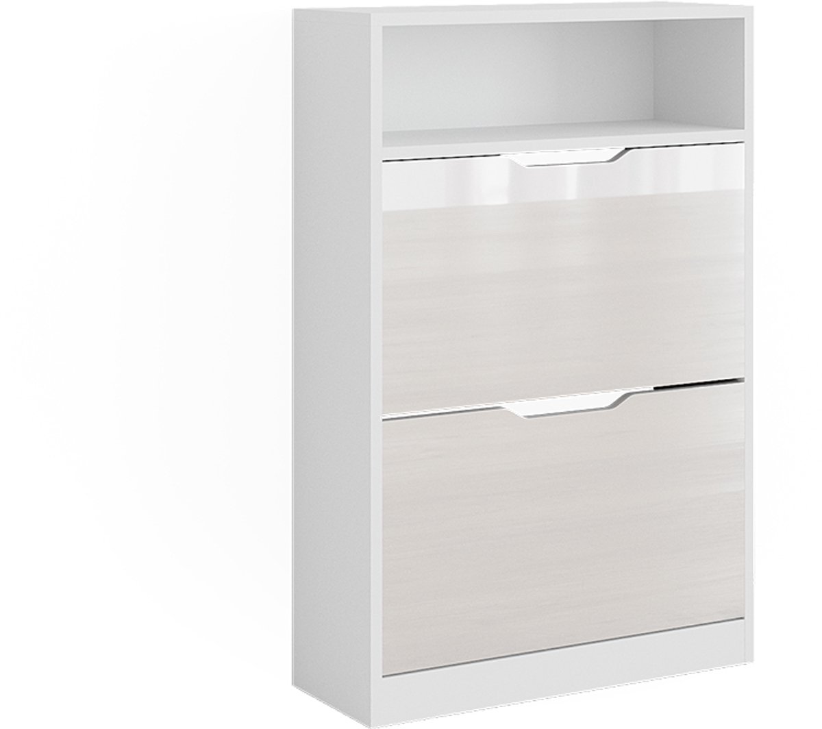Vicco Luca Schoenenkantelaar - 59 x 89.5 cm met 2 compartimenten Wit/wit hoogglans met 2 compartimenten (4066731446537)