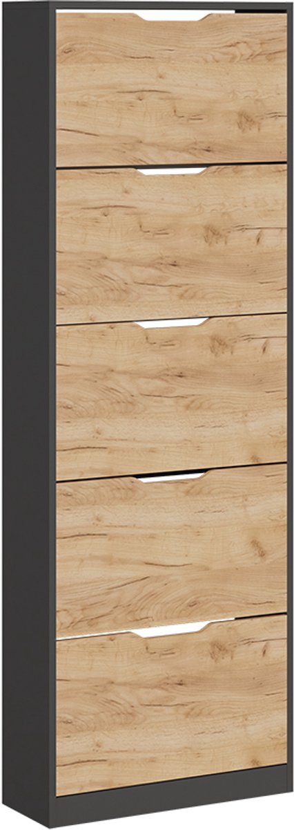 Vicco Schoenklaprek Luca, Antraciet/gouden eik, 22 x 169 cm met 5 compartimenten (4066731493210)